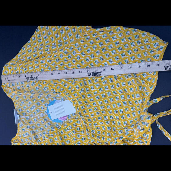 RHODE Crop Top Size 3XL Yellow Boho Prairie Coquette Hippie FLORAL DESIGNER NWT - Picture 5 of 11
